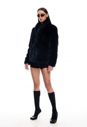 Black Lioness Bada Bing Faux Fur Coat | Canada-EGFVP5248