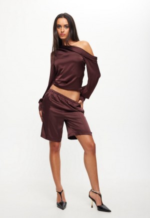 Burgundy Lioness Island Culottes Shorts | Canada-XWRYG5710