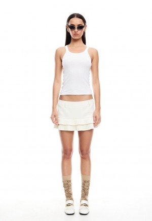 Cream Lioness Double Ruffle Mini Skirt | Canada-YGMCO3674