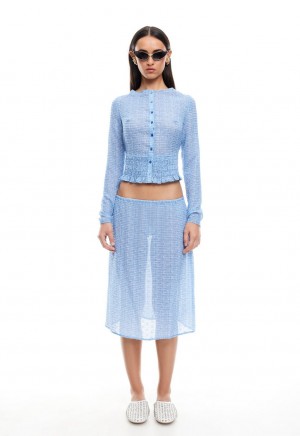 Light Blue Lioness Poppy Midi Skirt | Canada-GMVWD1582