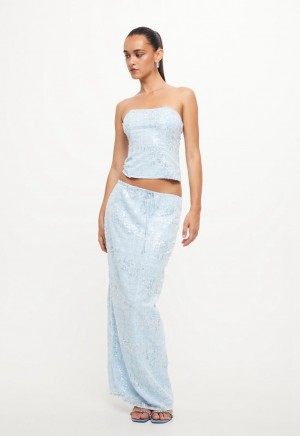 Light Blue Lioness Shes All That Maxi Skirt | Canada-OHGCR5038