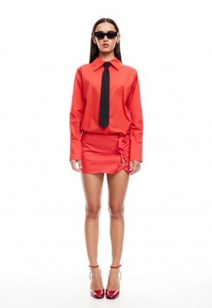 Red Lioness Valentino Tie Shirt | Canada-GLXVB8513