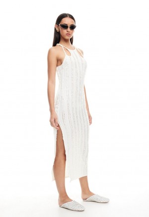 White Lioness Double Strap Midi Dress | Canada-TQACJ4582