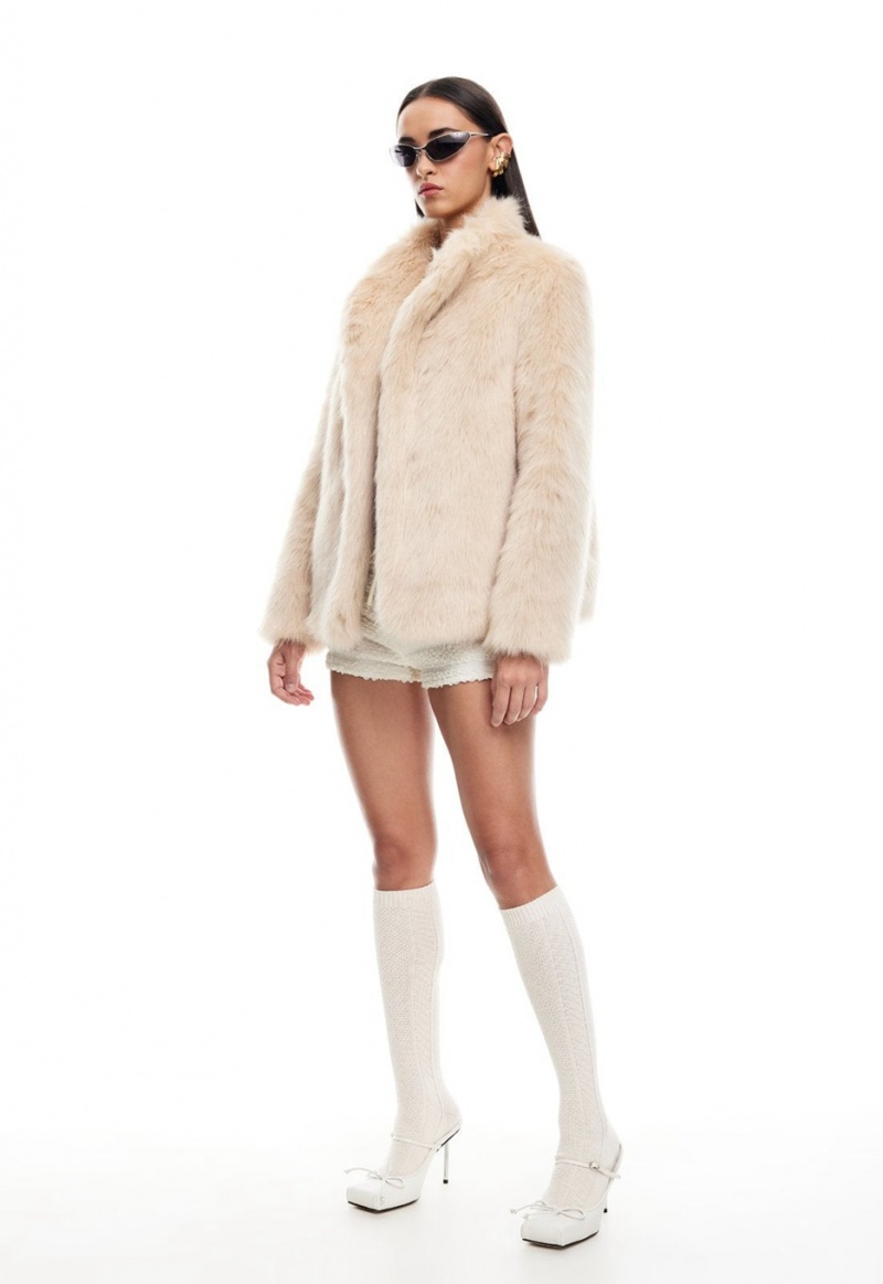 Beige Lioness Bada Bing Faux Fur Coat | Canada-WKADF4567