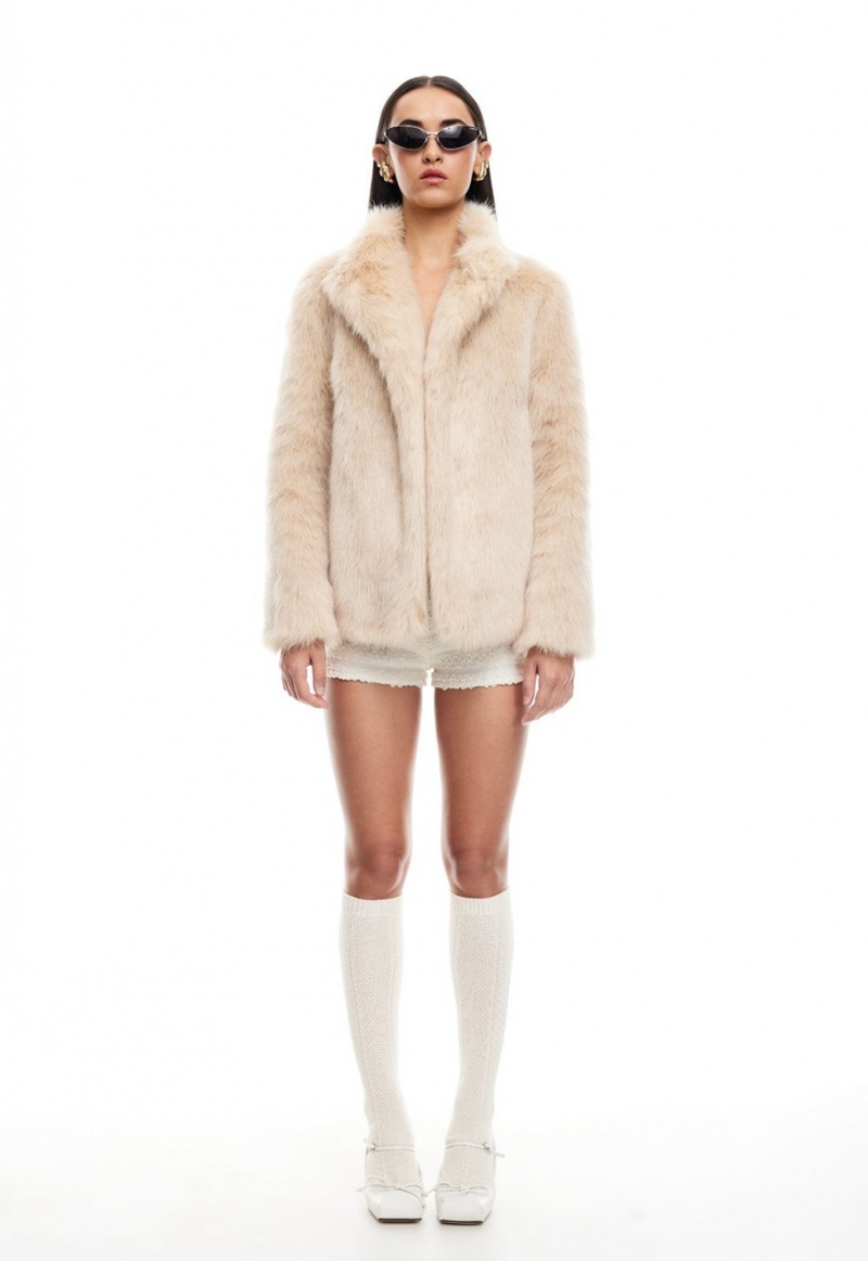 Beige Lioness Bada Bing Faux Fur Coat | Canada-WKADF4567