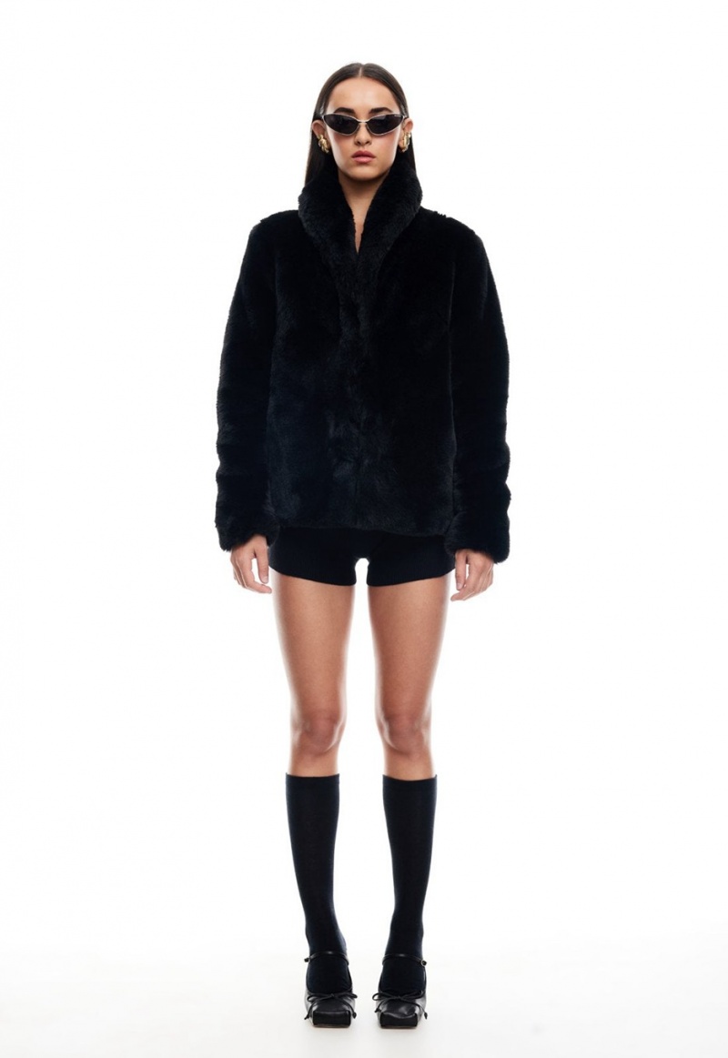 Black Lioness Bada Bing Faux Fur Coat | Canada-EGFVP5248