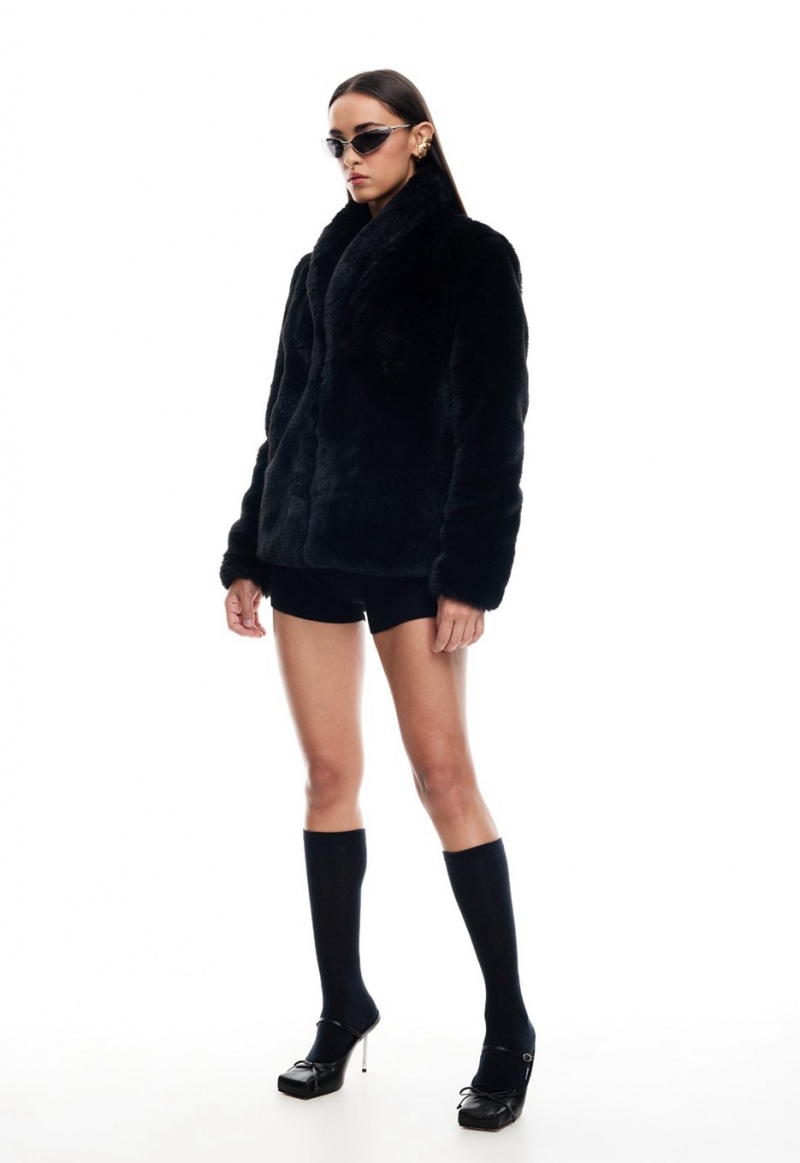 Black Lioness Bada Bing Faux Fur Coat | Canada-EGFVP5248