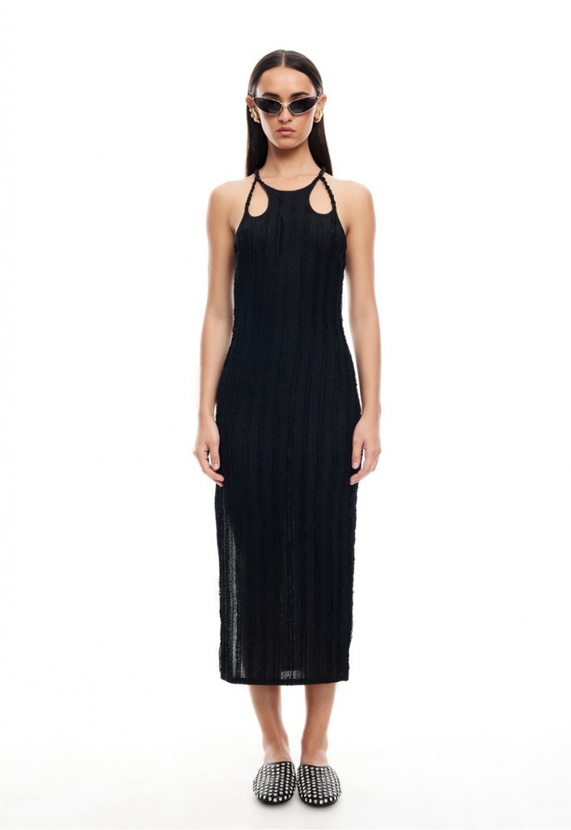 Black Lioness Double Strap Midi Dress | Canada-IZRAL5183