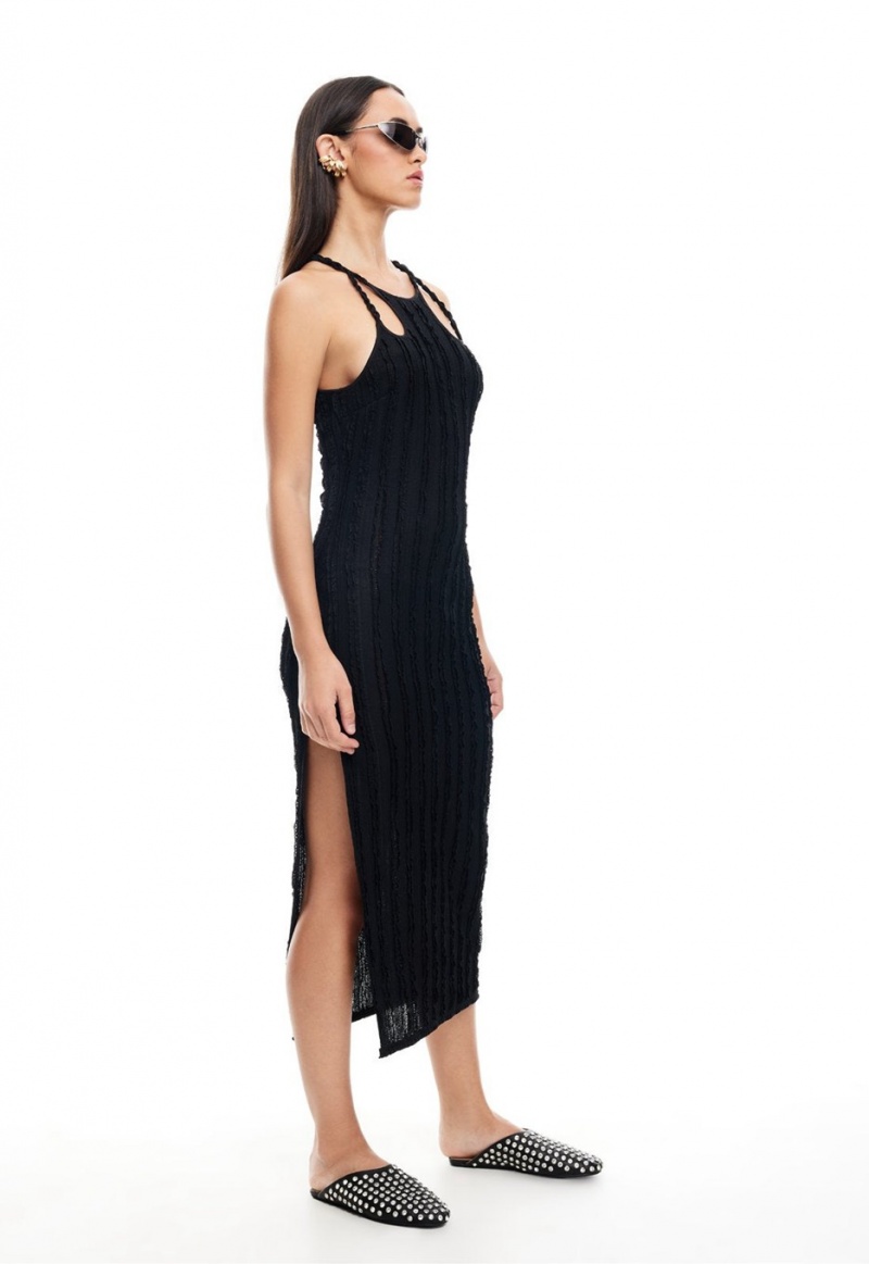 Black Lioness Double Strap Midi Dress | Canada-IZRAL5183