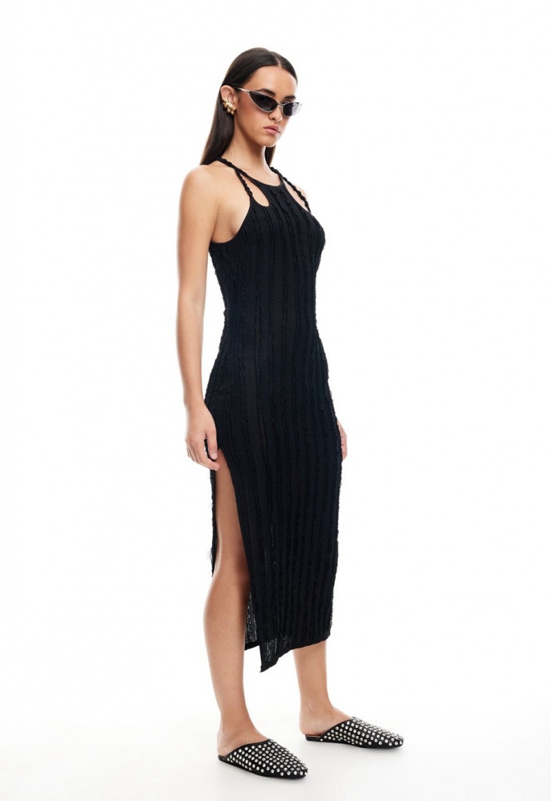 Black Lioness Double Strap Midi Dress | Canada-IZRAL5183