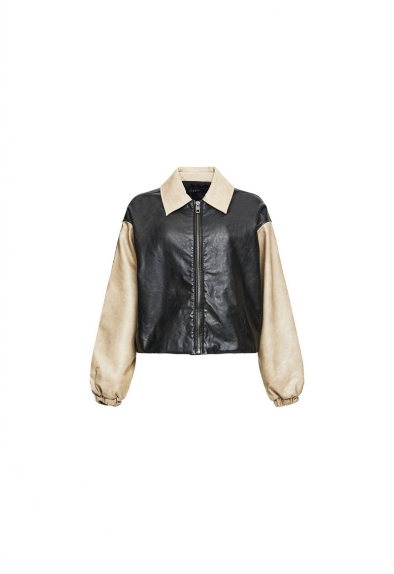 Black / Beige Lioness Nirvana Bomber Jacket | Canada-BAPIY3275