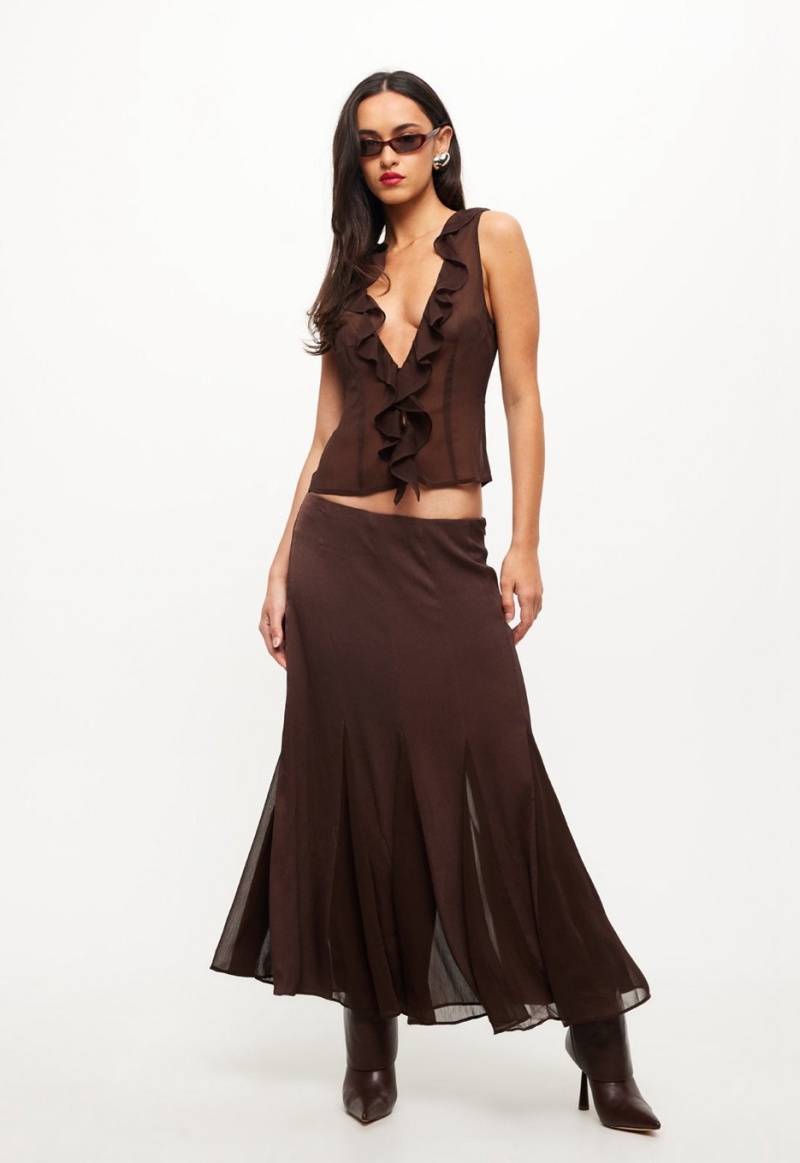 Chocolate Lioness Rose Maxi Skirt | Canada-AYURI5396