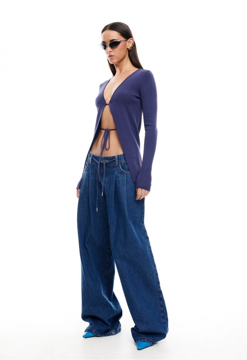 Dark Blue Lioness Slouched Tie Up Jeans | Canada-KBDXY4520