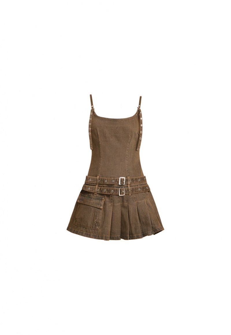 Dark Brown Lioness Biker Mini Dress | Canada-BESFG6810