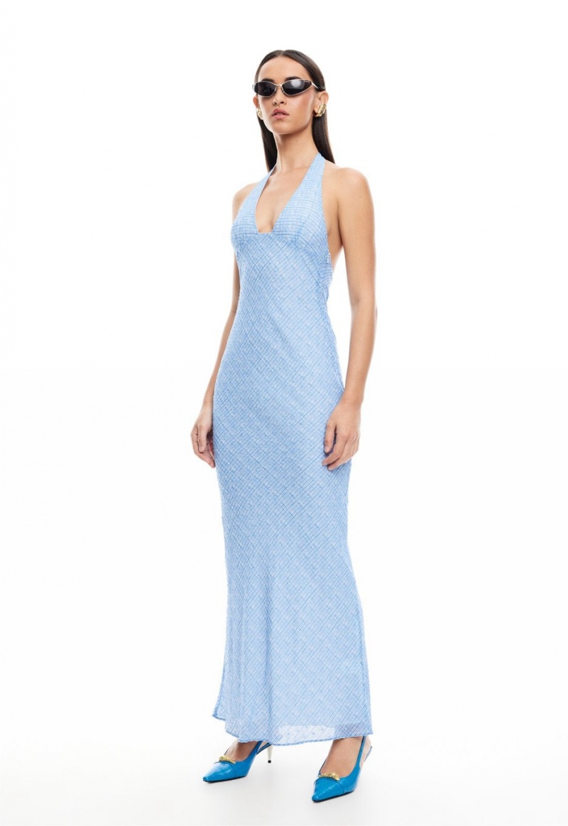 Light Blue Lioness Carrie Halter Maxi Dress | Canada-UEDKA6723